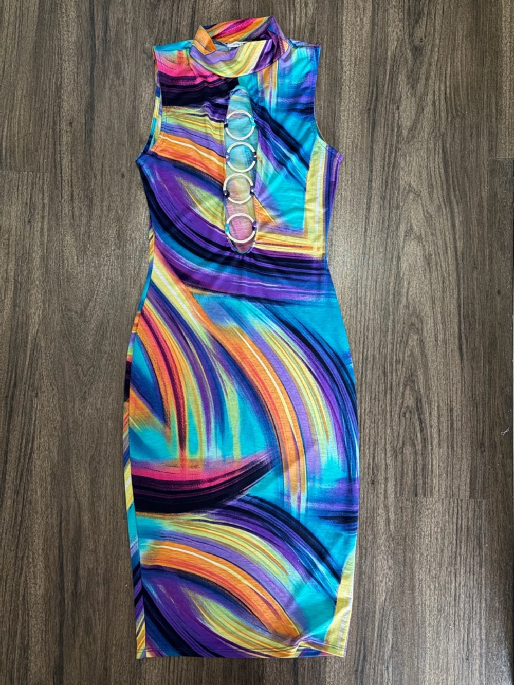 Fashion Nova Multicolor Ring-Front Bodycon Dress